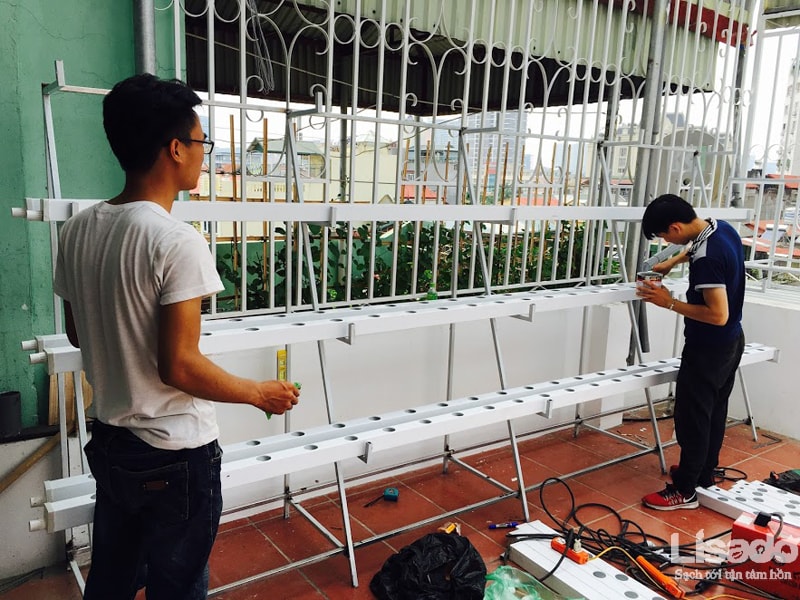 Công trình trồng rau thủy canh bán chữ A tại 390 Đội Cấn - Hà Nội